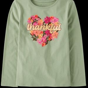 Place Green Long Sleeve Shirt with Floral Heart Design